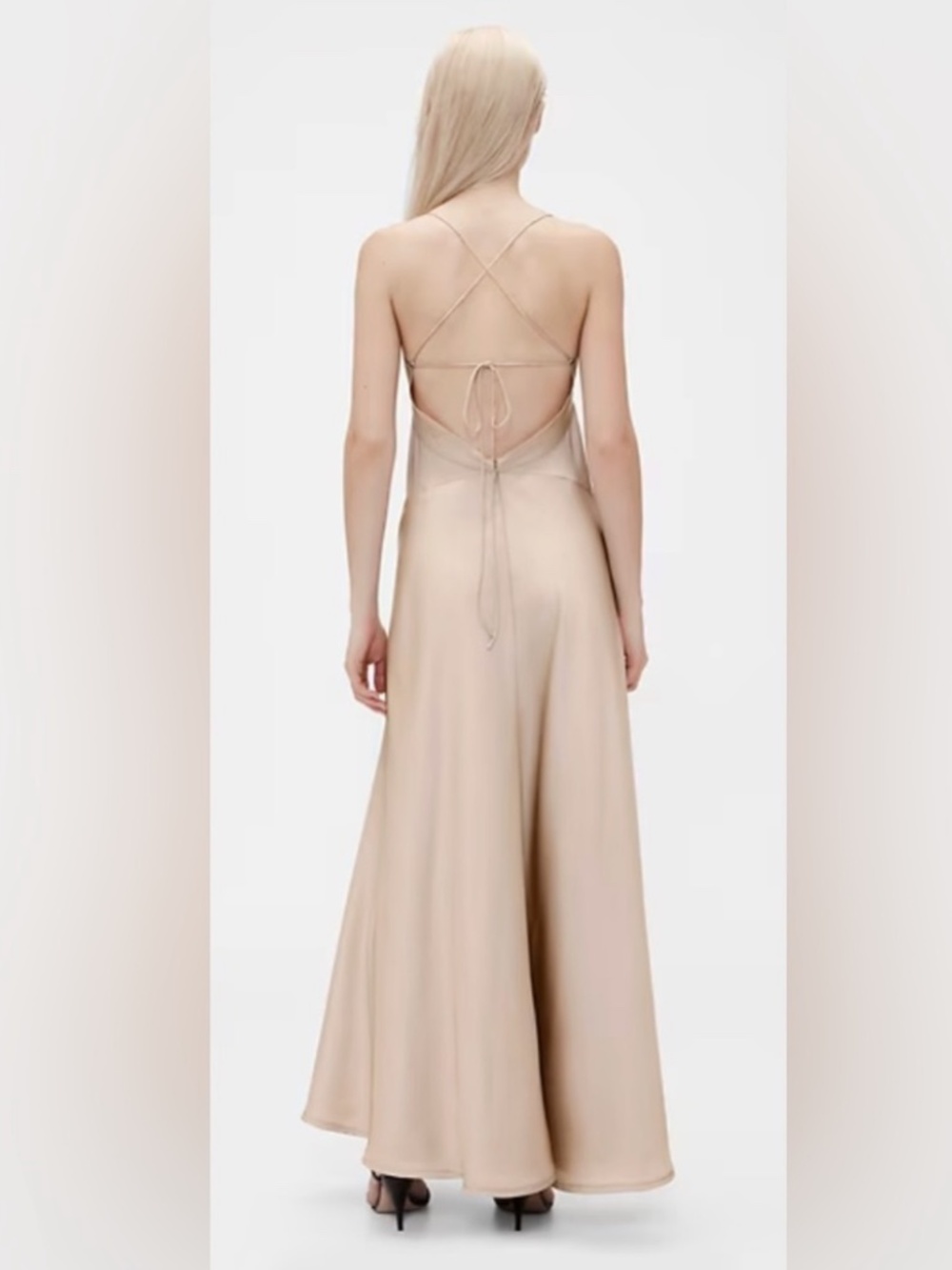 Satin Slip Dress/ Champagne - Picture 5 of 8